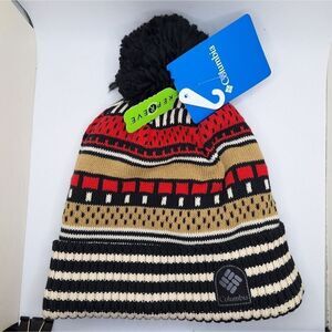 Columbia knit beanie Palmer Peak Pom Pom unisex printed fleece lined hat